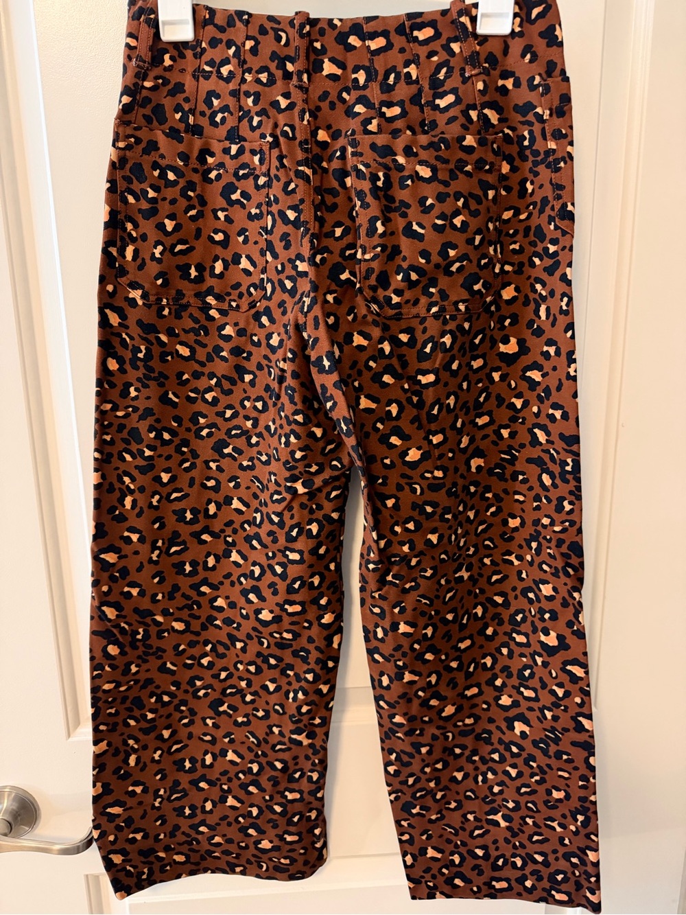 Maeve Brown Leopard-Print Cropped Wide-Leg Pants - Picture 3 of 4